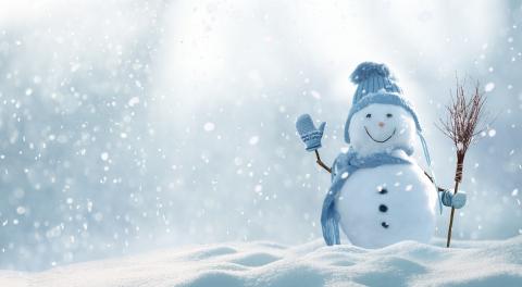 snow man in winter weather